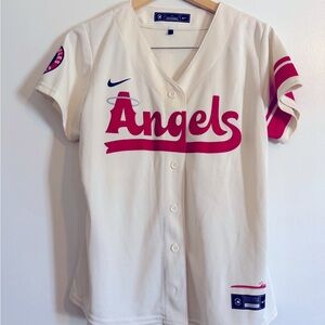 Nike Cream and Red Baseball Jersey